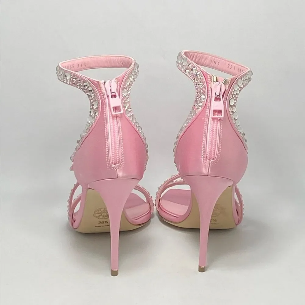 Alexander McQueen Crystal Satin Ankle-Cuff Cocktail Sandals size 36.5